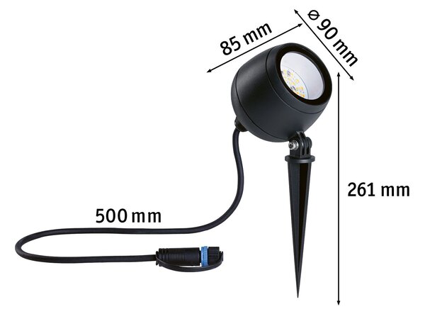 Paulmann 94768 Plug&Shine Kikolo, zahradní reflektor s trnem 6,2W LED Tunable White , antracit, IP65, ZigBee