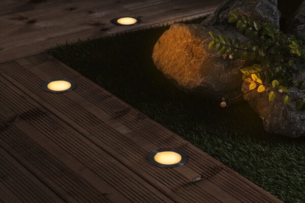 Paulmann 94722 Plug&Shine Floor, základní set zápustných svítidel do terasy 3x2W LED 2200K stmívatelné, stříbrná, IP67