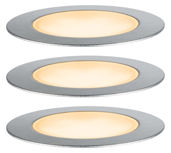 Paulmann 94722 Plug&Shine Floor, základní set zápustných svítidel do terasy 3x2W LED 2200K stmívatelné, stříbrná, IP67