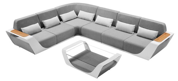 Zahradní 5 místná rohová souprava ONDA WHITE GREY Exteriér | Zahradní sedací sestavy