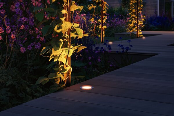 Paulmann 94721 Plug&Shine Floor, zápustné svítidlo do terasy 2W LED 2200K, stříbrná, prům. 7cm, IP67