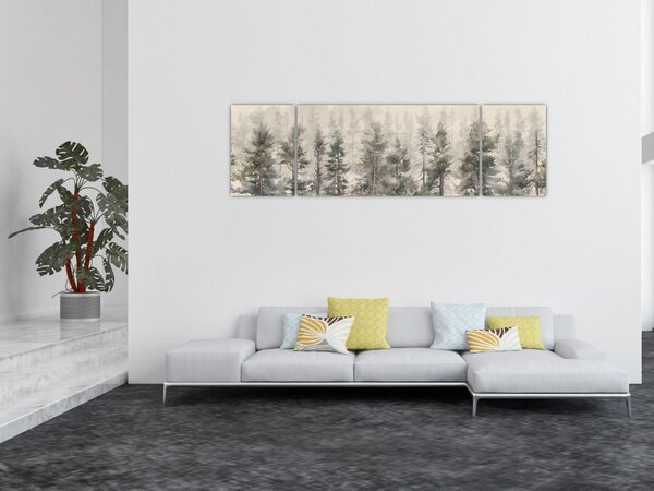 Obraz - Borovicový les I., aquarel (170x50 cm)