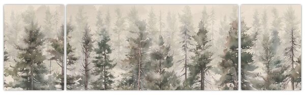 Obraz - Borovicový les I., aquarel (170x50 cm)