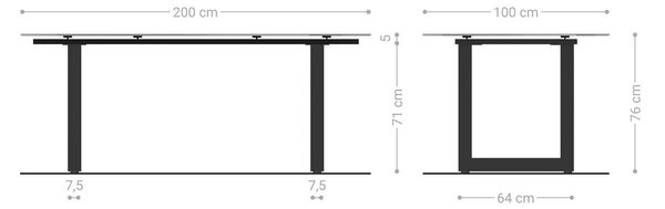 DELIFE Jídelní stůl Edge 200x100 keramika Minas melange bílá béžová nerezová ocel úzký