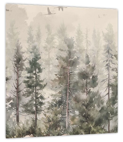 Obraz - Borovicový les I., aquarel (30x30 cm)