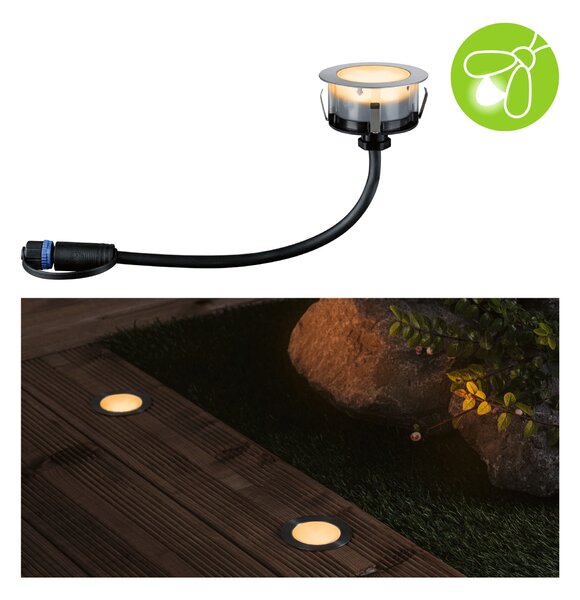 Paulmann 94721 Plug&Shine Floor, zápustné svítidlo do terasy 2W LED 2200K, stříbrná, prům. 7cm, IP67