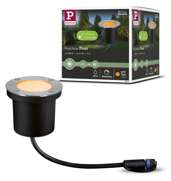 Paulmann 94716 Plug&Shine zápustné venkovní svítidlo 4,5W LED 2200K, průměr 9,8cm, IP67
