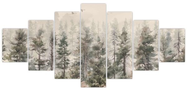 Obraz - Borovicový les I., aquarel (210x100 cm)