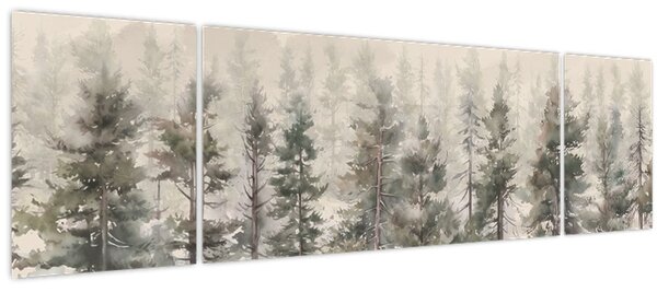 Obraz - Borovicový les I., aquarel (170x50 cm)