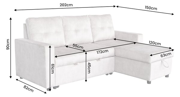 Rozkládací rohová pohovka s ÚP APARTMENT II UNI 205 CM šampaňská béžová samet Nábytek | Obývací pokoj | Sedací soupravy a pohovky | Sedací soupravy | Rohové