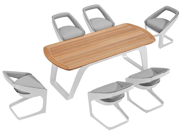 Zahradní 6 místná jídelní souprava ONDA WHITE GREY Exteriér | Zahradní jídelní sestavy