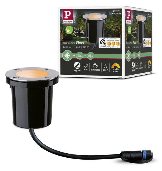 Paulmann 94588 Plug&Shine zápustné venkovní svítidlo 4,6W LED Tunable White, průměr 9,8cm, IP67, ZigBee