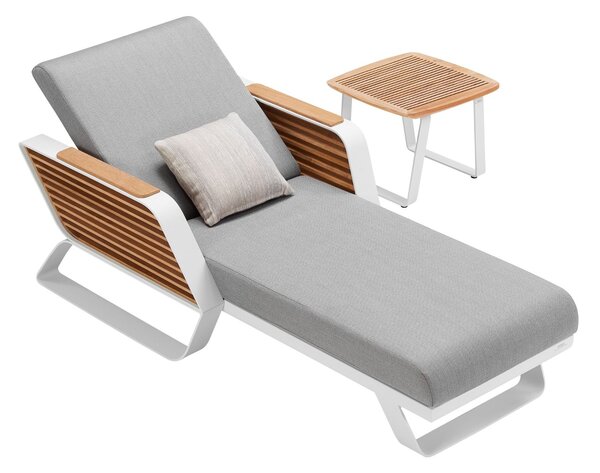 Zahradní lehátko WING WHITE GREY s odkládacím stolkem Exteriér | Zahradní lehátka