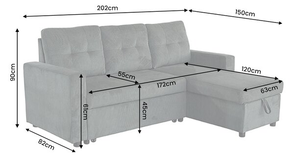Rozkládací rohová pohovka s ÚP APARTMENT II UNI 205 CM zelená manšestr Nábytek | Obývací pokoj | Sedací soupravy a pohovky | Sedací soupravy | Rohové