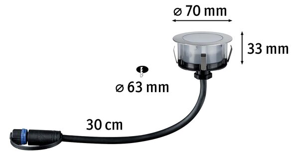 Paulmann 94751 Plug&Shine Floor, zápustné svítidlo do terasy 2W LED RGBW, prům. 7cm, IP67, ZigBee