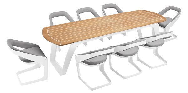 Zahradní 8 místná jídelní souprava ONDA WHITE GREY Exteriér | Zahradní jídelní sestavy