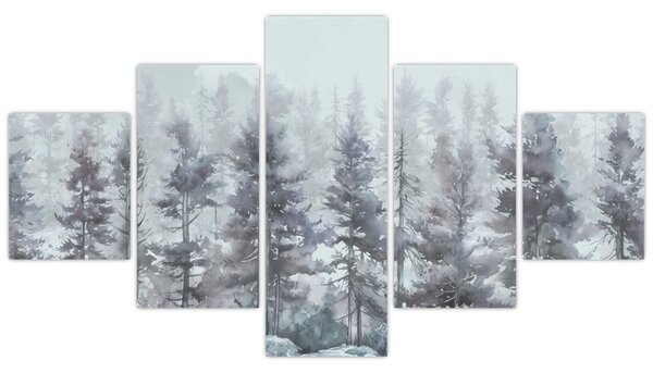 Obraz - Borovicový les II., aquarel (125x70 cm)