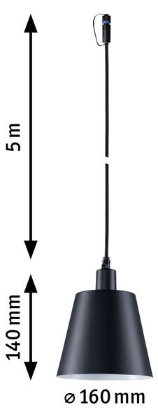 Paulmann 93104 Plug&Shine Kofia, závěsné svítidlo 1xE14, průměr 16cm, IP44
