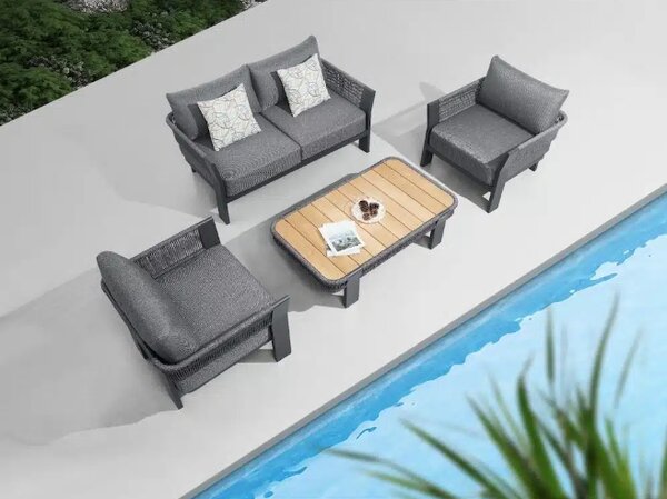 Zahradní 4 místná sedací souprava BORROMEO BLACK GREY Exteriér | Zahradní sedací sestavy