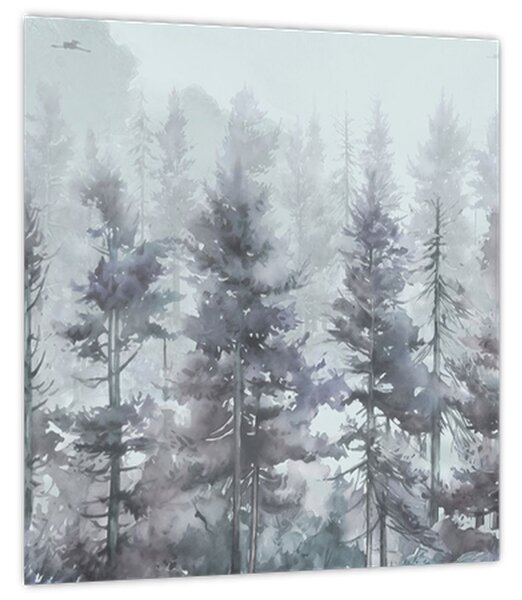 Obraz - Borovicový les II., aquarel (30x30 cm)