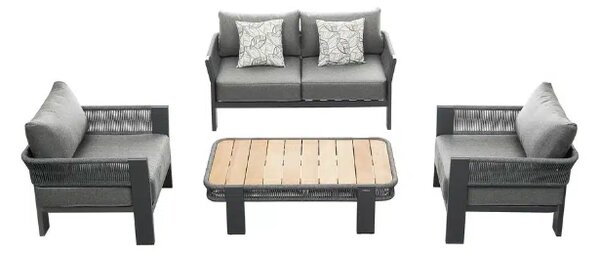 Zahradní 4 místná sedací souprava BORROMEO BLACK GREY Exteriér | Zahradní sedací sestavy