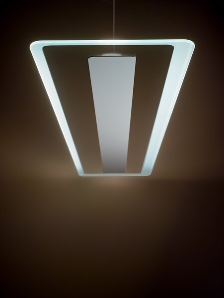 Linea Light 8936 Antille_P, závěsné svítidlo z pískovaného skla a bílého kovu, 44W LED 3000K, délka 95cm