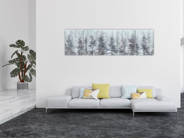 Obraz - Borovicový les II., aquarel (170x50 cm)