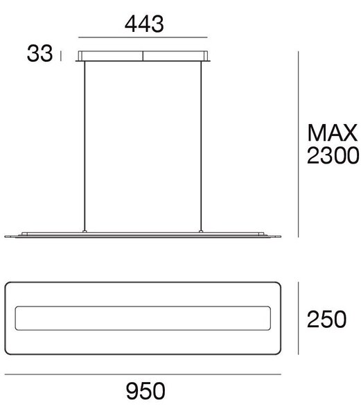 Linea Light 8936 Antille_P, závěsné svítidlo z pískovaného skla a bílého kovu, 44W LED 3000K, délka 95cm