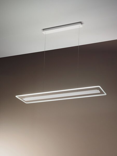 Linea Light 8936 Antille_P, závěsné svítidlo z pískovaného skla a bílého kovu, 44W LED 3000K, délka 95cm