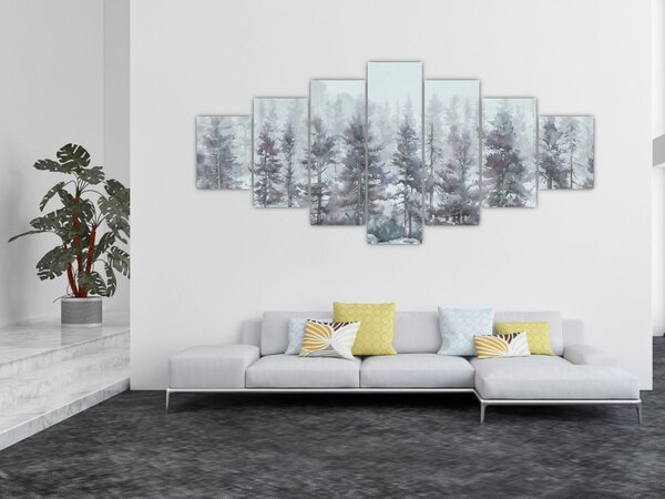 Obraz - Borovicový les II., aquarel (210x100 cm)