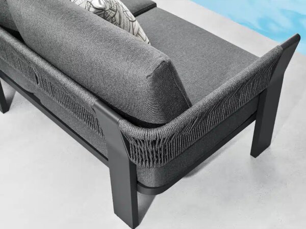 Zahradní 4 místná sedací souprava BORROMEO BLACK GREY Exteriér | Zahradní sedací sestavy