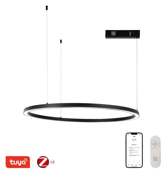 Immax NEO FINO NEW Smart závěsné svítidlo 1 kruh, 80cm, 60W, černé, Zigbee 3.0