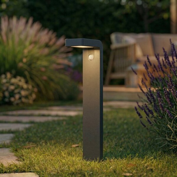 PRIOS Prios LED osvětlení cesty Aurino, černé, 75 cm, senzor, Černá, Hliník, Solární lampy
