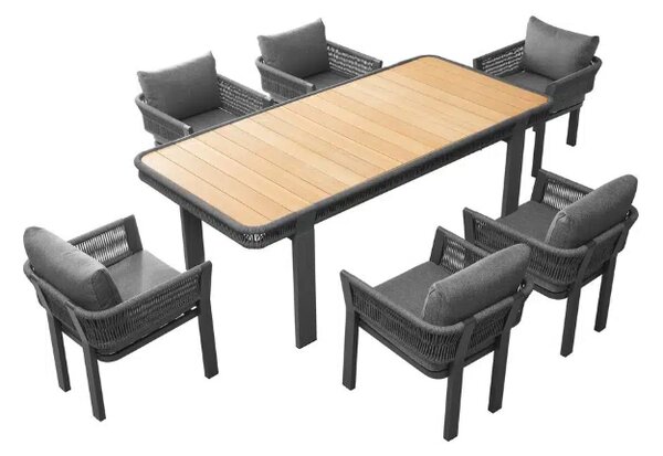 Zahradní 6 místná jídelní souprava BORROMEO BLACK GREY Exteriér | Zahradní jídelní sestavy