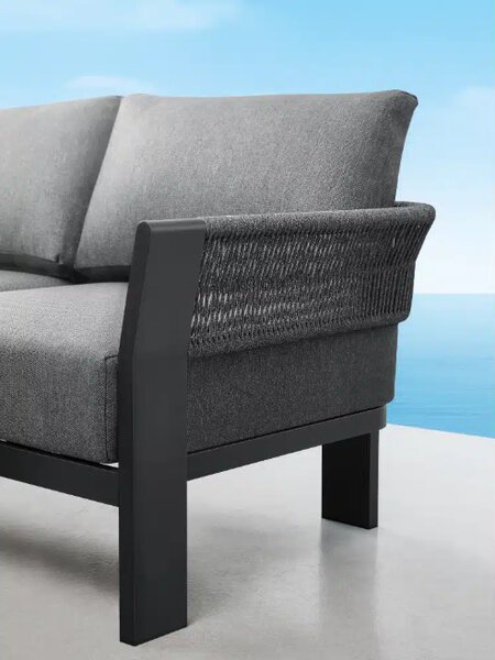 Zahradní 5 místná rohová souprava BORROMEO BLACK GREY Exteriér | Zahradní sedací sestavy