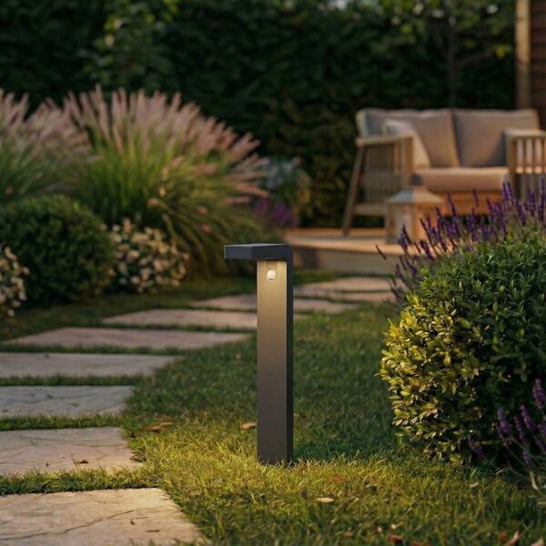 PRIOS Prios LED osvětlení cesty Aurino, černé, 75 cm, senzor, Černá, Hliník, Solární lampy