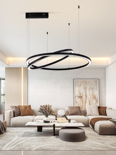 Immax NEO FINO NEW Smart závěsné svítidlo 2 kruhy, 60+80cm, 93W, černé, Zigbee 3.0