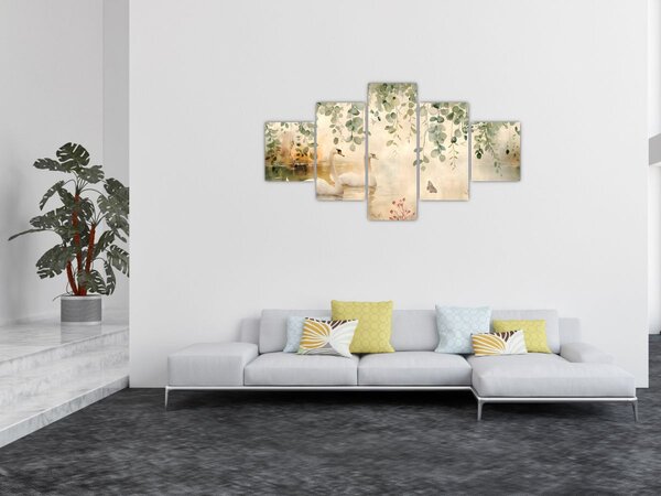 Obraz - Jezero, aquarel (125x70 cm)