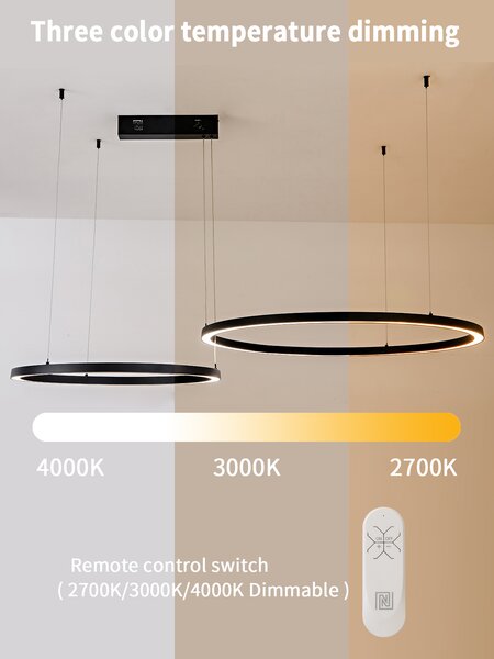 Immax NEO FINO NEW Smart závěsné svítidlo 2 kruhy, 60+80cm, 93W, černé, Zigbee 3.0
