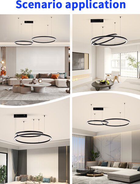 Immax NEO FINO NEW Smart závěsné svítidlo 2 kruhy, 60+80cm, 93W, černé, Zigbee 3.0
