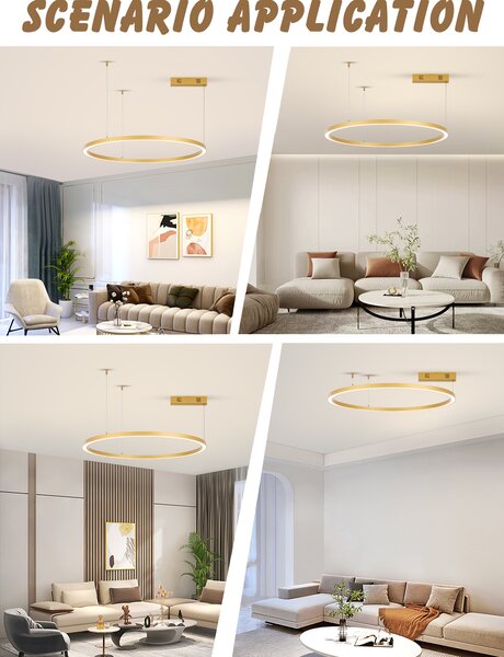 Immax NEO FINO NEW Smart závěsné svítidlo 1 kruh, 80cm, 60W, zlaté, Zigbee 3.0