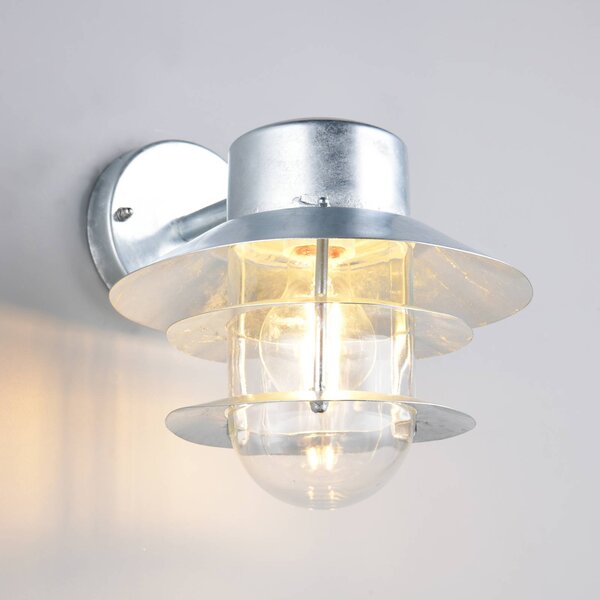 Trio Lighting Venkovní nástěnné svítidlo Ruvuuma, zinková barva, Ø 22 cm, směrováno dolů, stmívatelný, Hliník / šedá / zinek, kov