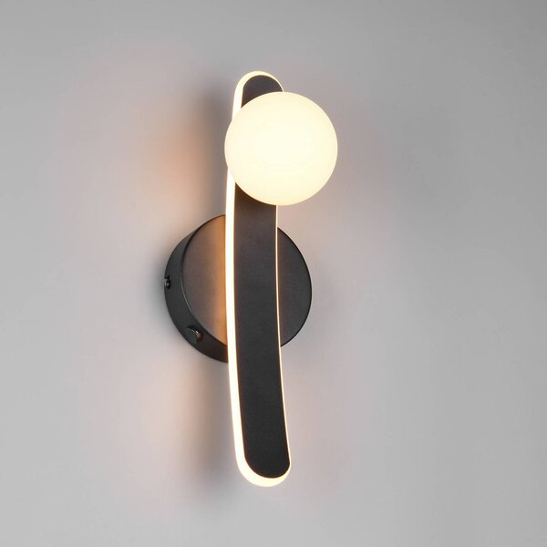 Trio Lighting LED nástěnné světlo Napoli, matná černá, výška 34 cm, kov, stmívatelný, Černá, Obývací pokoj / jídelna, kov, Moderní