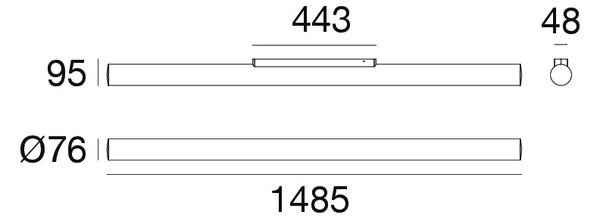 Linea Light 8851 Tu-TOP, nástěnné svítidlo, 48W 3000K DALI, délka 148,5cm