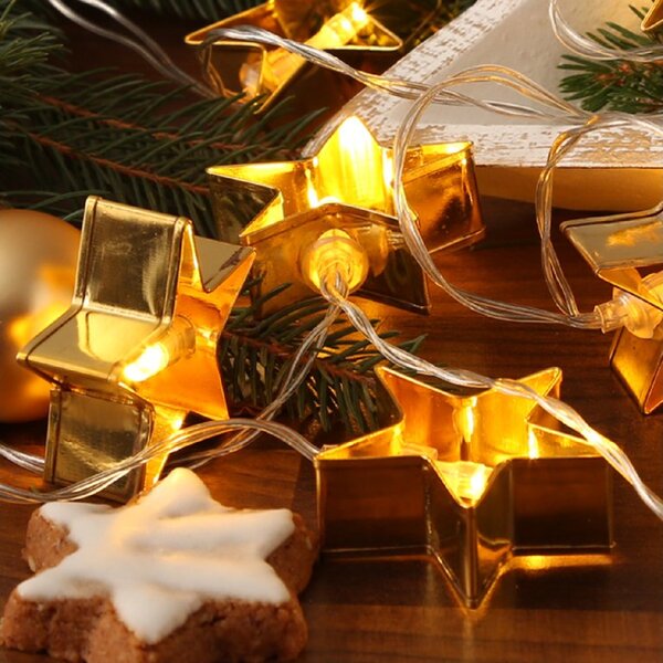 LED světelný řetěz GOLD STARS 140 cm měděný