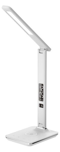 LED stolní lampička Immax KINGFISHER Qi bílá s bezdrátovým nabíjením Qi a USB
