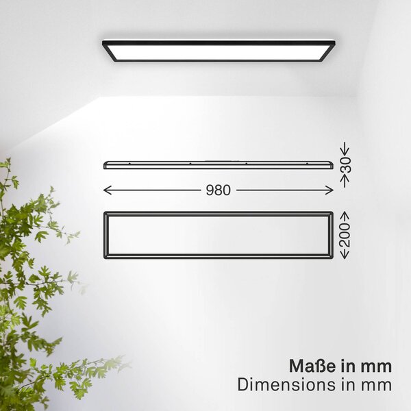 B.K. Licht LED panel Shallow on/off, 98 x 20 cm, černý, 840 podsvícení, Černá, Pracovna / kancelář, Plast