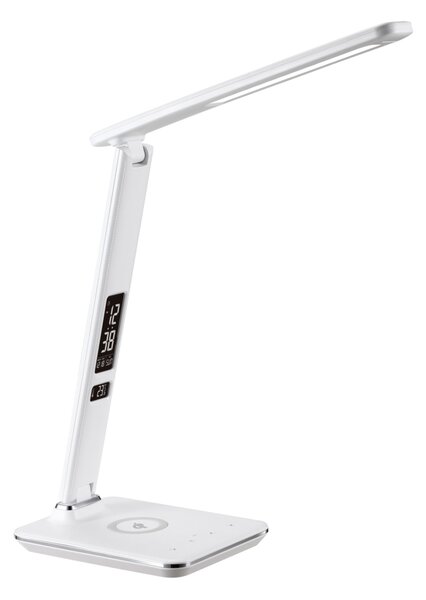 LED stolní lampička Immax KINGFISHER Qi bílá s bezdrátovým nabíjením Qi a USB