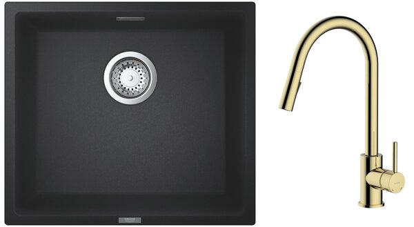 Sada kuchyňská baterie Oltens Litla 35204800, granitový dřez Grohe K700 31653AP0