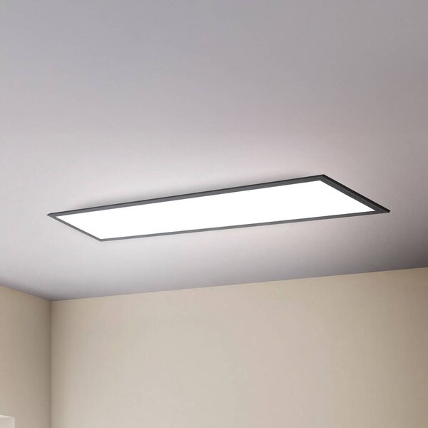 B.K. Licht LED panel Odin s dálkovým ovládáním 100 x 25 cm, černý, stmívatelný, Černá, Pracovna / kancelář, kov, Moderní